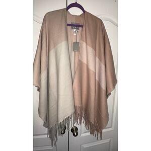 Soia & Kyo Yadira Scarfigan Pink & Cream Fringe Wrap Scarf Throw Poncho One Size